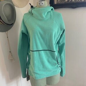 Melanzana Aqua Green Waffle-Knit Pullover Hoodie